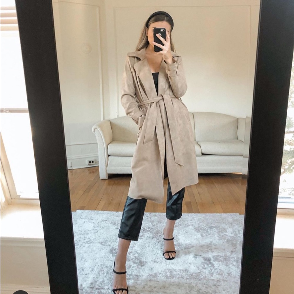 lulus faux suede trench coat
